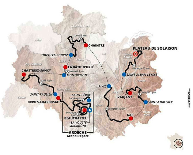 Criterium du Dauphine overall map